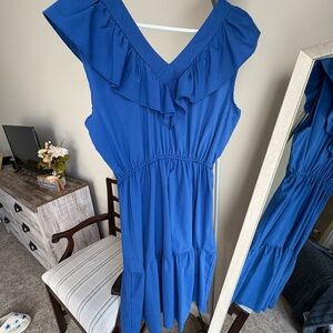 Elegant Blue Ruffle Dress